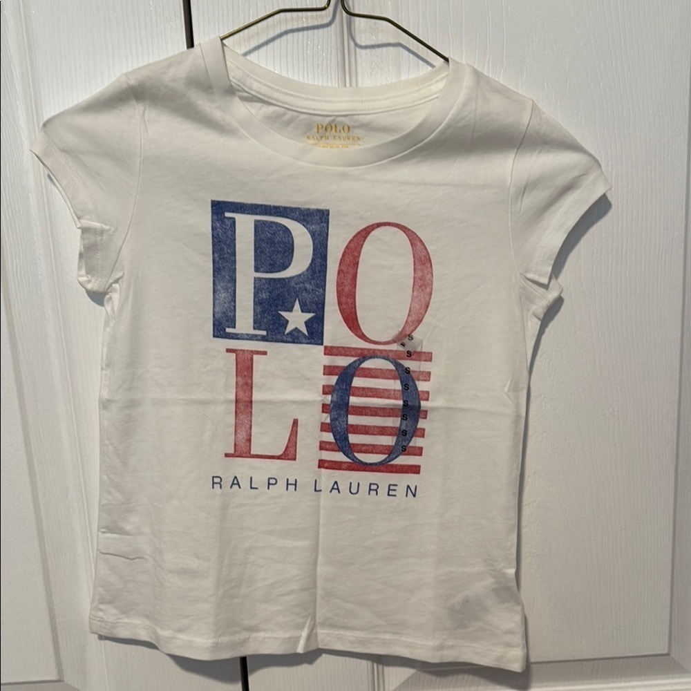 Ralph Lauren Kids White Tee with Blue and Red Logo